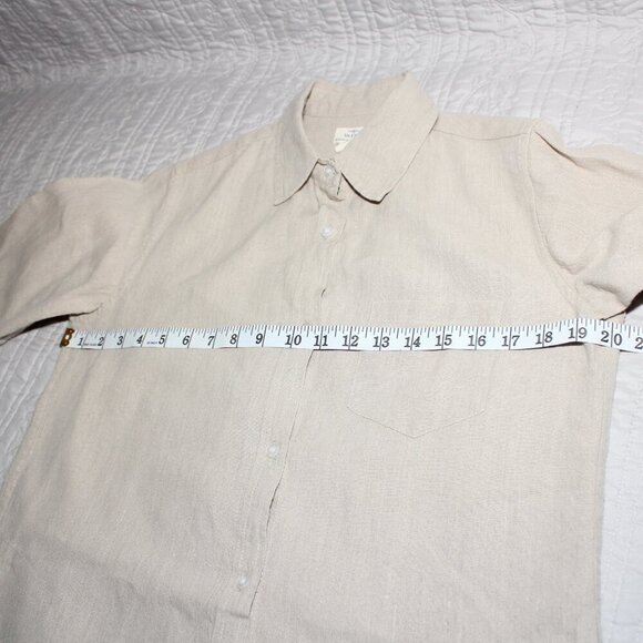 Dr. Flax Womens Linen Button Down Tunic with Pockets 3/4 Sleeve Size S/M Beige - Picture 7 of 9